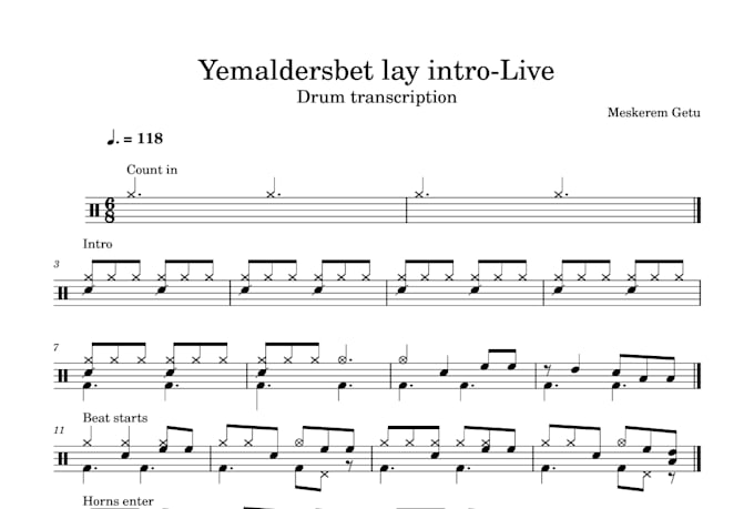 transcribe any drumpart for you